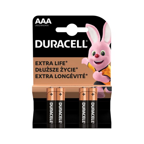 Baterie alkaliczne AAA (R3) Duracell 4 sztuki 