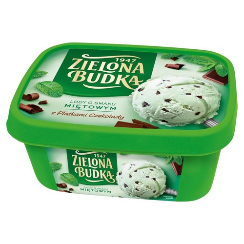 Lody o smaku miętowym z płatkami czekolady Zielona Budka 1 l