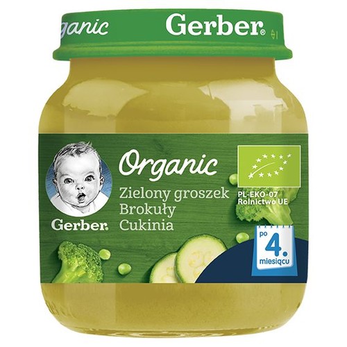 BIO Organic zielony groszek, brokuły, cukinia po 4. miesiącu Gerber Organic 125 g
