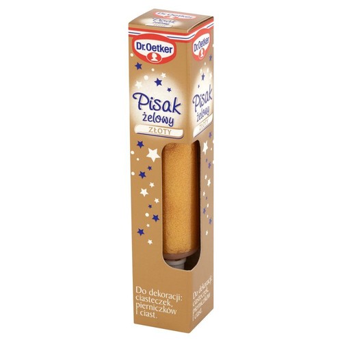 Złoty pisak żelowy Dr. Oetker w kartonowym opakowaniu. Idealny do dekoracji ciast i ciasteczek.