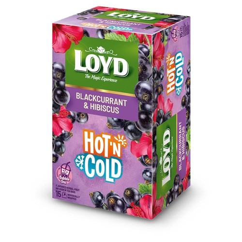 Herbata owocowa Hot&Cold czarna porzeczka i hibiskus Loyd 15 torebek