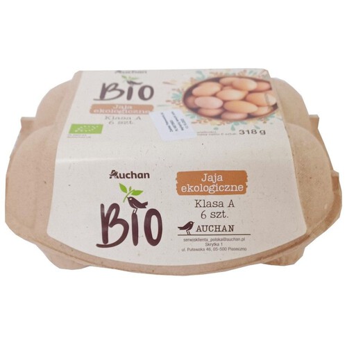 BIO Jaja ekologiczne kl.A Auchan 6 sztuk