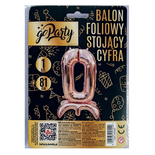 Balon foliowy stojący cyfra 0  GoParty 1 sztuka
