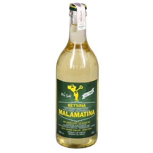 Wino greckie białe wytrawne alk. 11,0 obj. Retsina Malamatina 500 ml