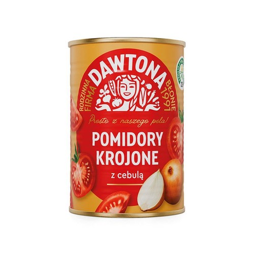 Pomidory krojone bez skórki z cebulą   Dawtona 400 g