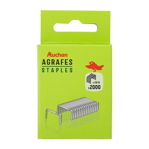 Zszywki metalowe biurowe No.26/6 Auchan 2000 sztuk
