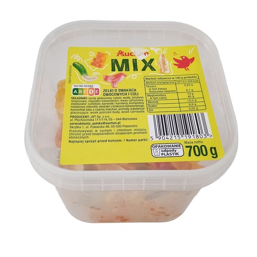 Żeli mix o smakach owocowych i coli Auchan 700 g