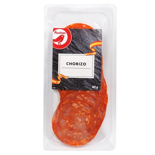 Chorizo kiełbasa wieprzowa krótko dojrzewająca plastry Auchan 60 g