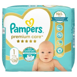 Pieluszki premium care 1 2-5 kg Pampers 26 sztuk