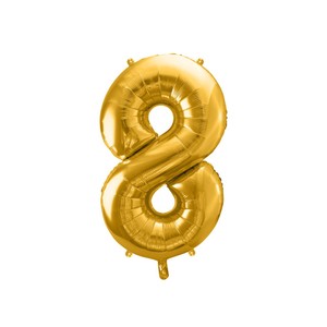 Balon foliowy Cyfra '8' 86cm złoty (1 op. / 1 szt.) PartyDeco 1 sztuka