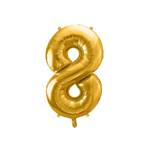 Balon foliowy Cyfra '8' 86cm złoty (1 op. / 1 szt.) PartyDeco 1 sztuka