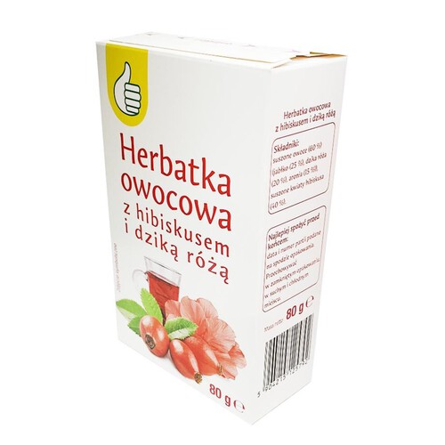 Herbatka owocowa z hibiskuksa i dzikiej róży Auchan 80 g