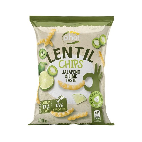 Chipsy z soczewicy z jalapeno i limonką oho! 100 g