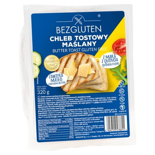 Chleb tostowy maślany bezglutenowy Bezgluten 320 g