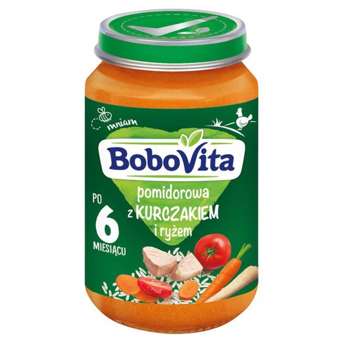 Zupka dla niemowląt: Pomidorowa z kurczakiem i ryżem BoboVita 190 g