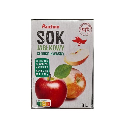 Sok jakbłkowy słodko-kwaśny NFC Auchan 3 l