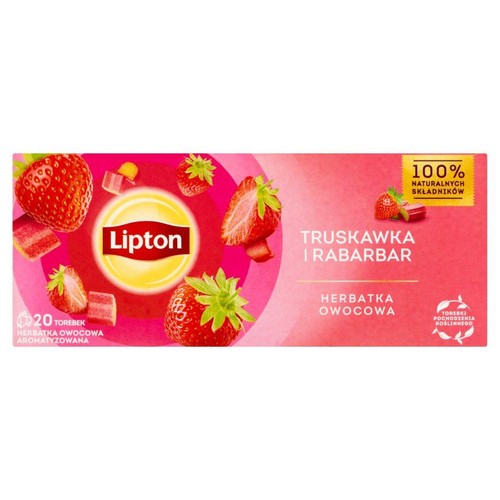 Herbata owocowa truskawka rabarbar  Lipton 20 torebek