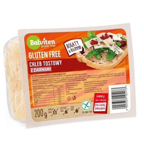 Chleb tostowy z ziarnami bezglutenowy Balviten  200 g