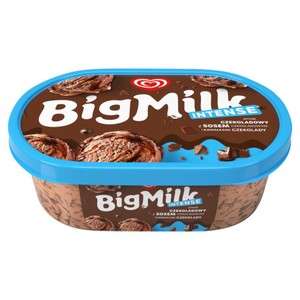 Lody Intense o smaku czekoladowym z sosem i kawałkami czekolady  Big Milk 900 ml