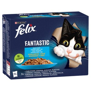 Karma mokra dla kotów Fantastic Rybne smaki w galaretce Felix 12 x 85 g