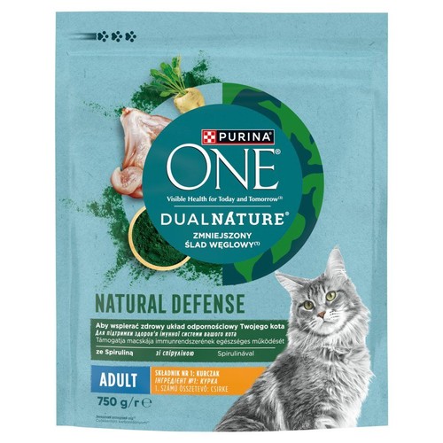 Karma sucha dla dorosłych kotów spirulina i kurczak PURINA ONE 750 g
