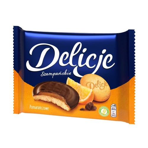 Biszkopty z galaretką pomarańczową oblane czekoladą Delicje 294 g