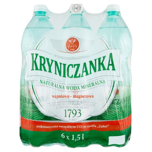 Woda mineralna wapniowo magnezowa niegazowana Kryniczanka 6 x 1,5 l 