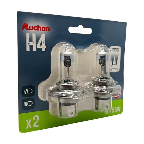 Zestaw żarówek samochodowych 2szt H4 +100% 60/55W Auchan 1 sztuka