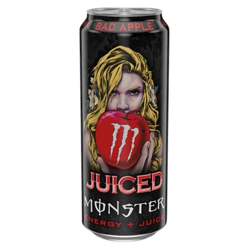 Gazowany napój energetyczny z 6 % soku owocowego z zagęszczonego soku owocowego, tauryną, kofeiną, L-karnityną, z dodatkiem witamin z grupy B Monster 500 ml