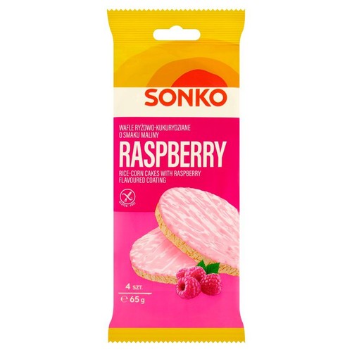 Wafle ryżowo-kukurydziane o smaku maliny   Sonko 65 g