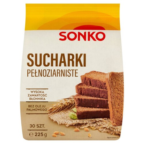 Sucharki pełnoziarniste delikatne i chrupiace Sonko 225 g