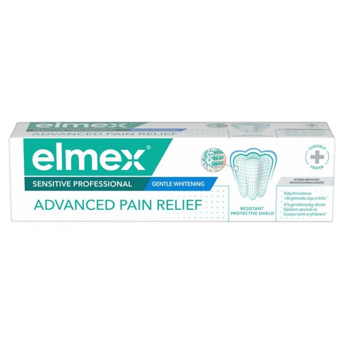 Elmex Sensitive Professional Advanced Pain Relief, pasta do zębów. Oferuje zaawansowaną ulgę w bólu i delikatne wybielanie.