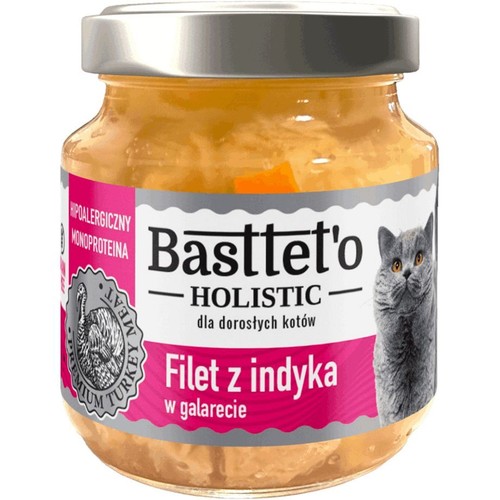 Karma mokra dla kotów filet z indyka w galarecie  Basttet'o Holistic 130 g