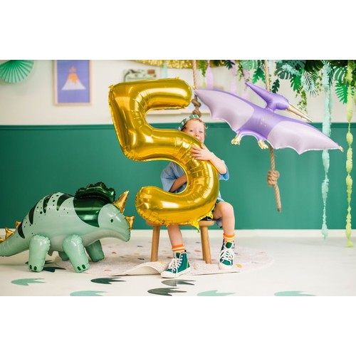 Balon foliowy Cyfra '5' 86cm złoty (1 op. / 1 szt.) PartyDeco 1 sztuka