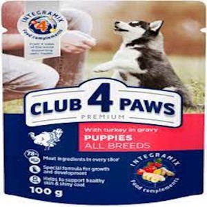 Mokra karma z indykiem w sosie dla szczeniąt  Club4Paws 100 g