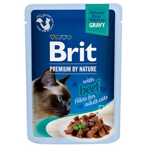 Karma mokra dla kotów z wołowiną w sosie Brit 85 g