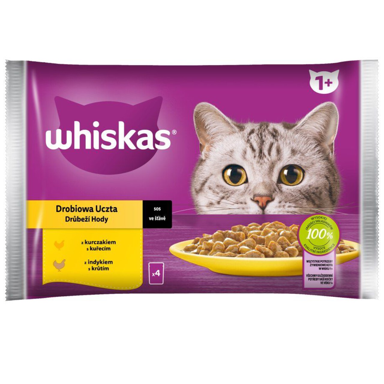 Karma mokra z drobiem dla kota Whiskas 4 x 85 g