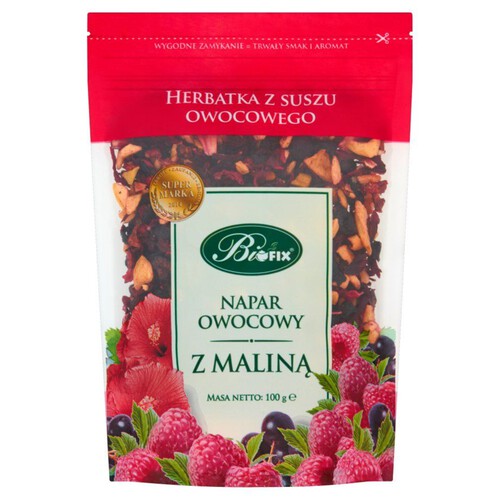 Napar owocowy z maliną. Herbatka z suszu owocowego Bifix 100 g