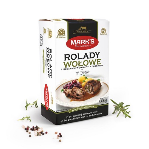 Rolady wołowe z boczkiem wędzonym i ogórkiem   MARK'S 600 g