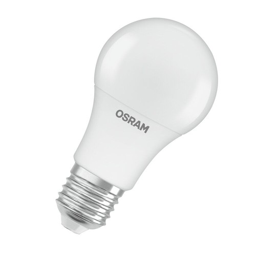 Biała żarówka LED marki OSRAM z gwintem E27.