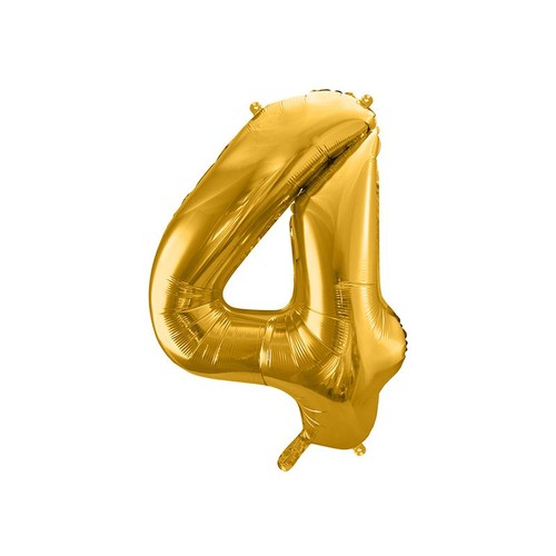 Balon foliowy Cyfra "4" złoty 86cm Party Deco sztuka