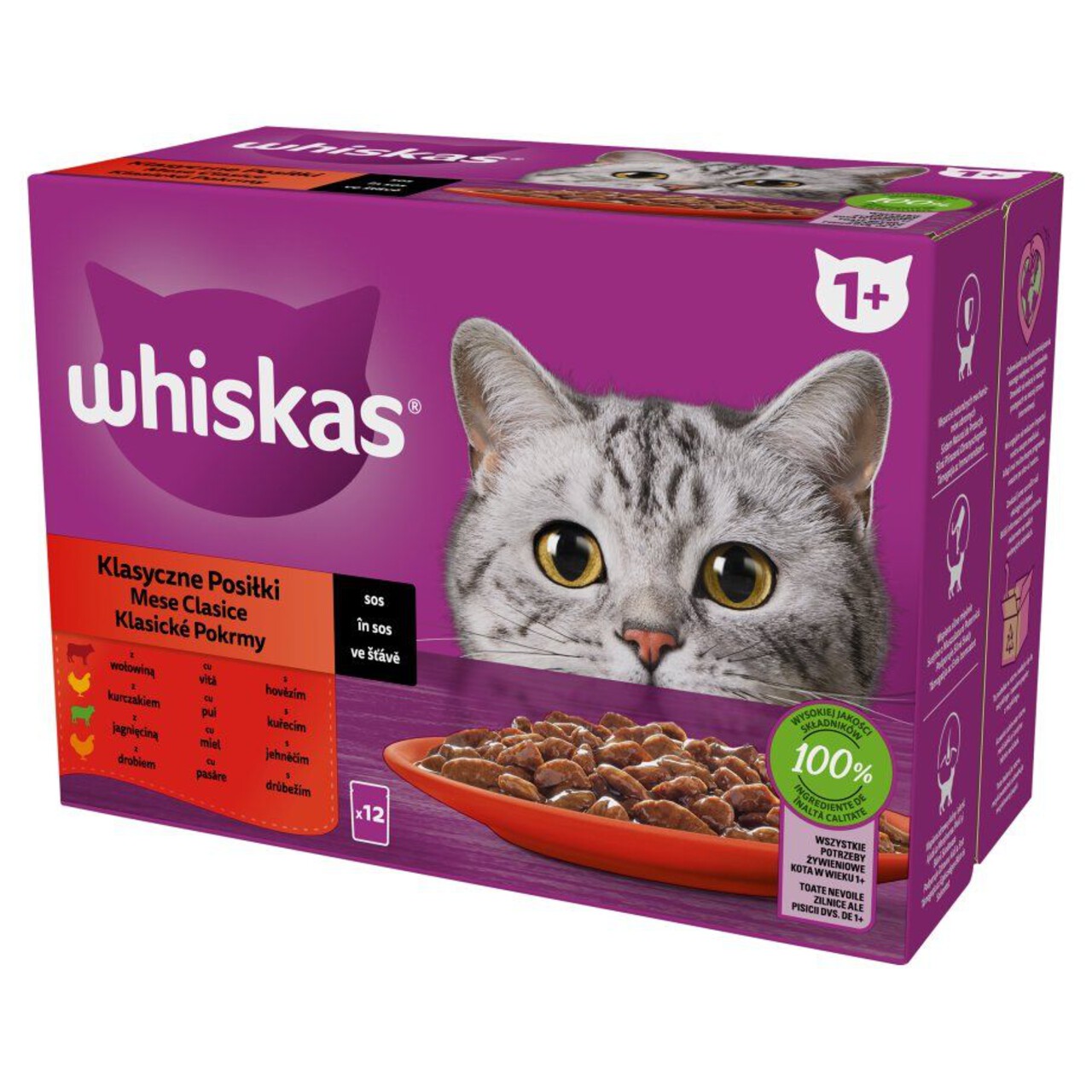 Karma mokra mięsno-drobiowa dla kota Whiskas 12 x 85 g