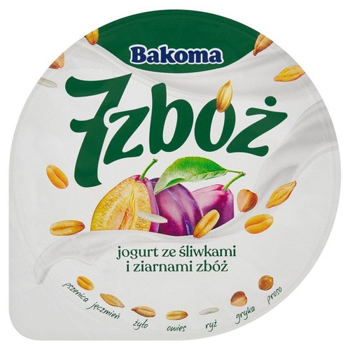Jogurt 7 zbóż ze śliwkami Bakoma 140 g
