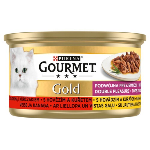 Mokra karma z kurczakiem i wołowiną Gourmet 85 g