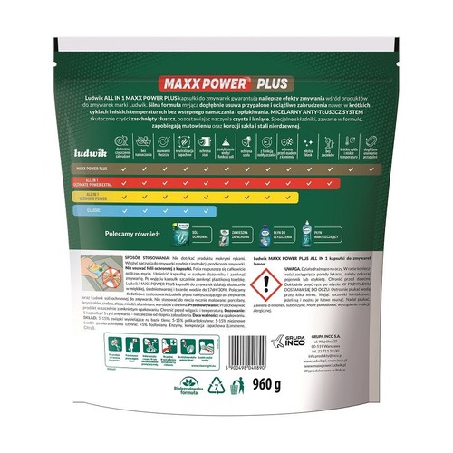 Kapsułki do zmywarek All in 1 Maxx Power Plus lemon Ludwik 60 kapsułek