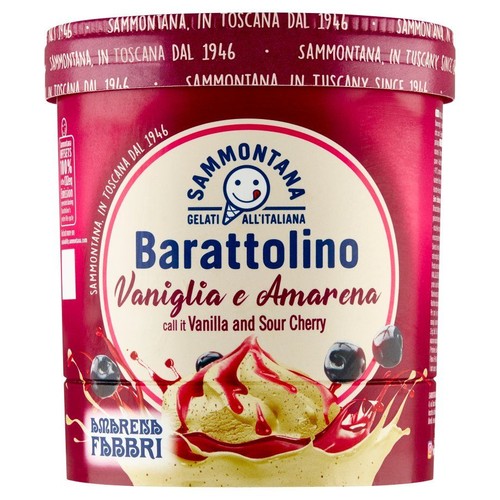 Lody Barattolino waniliowe z nadzieniem z czarnej wiśni  Sammontana 800ml
