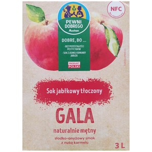 Sok tłoczony z jabłek odmiana Gala Pewni Dobrego 3 l