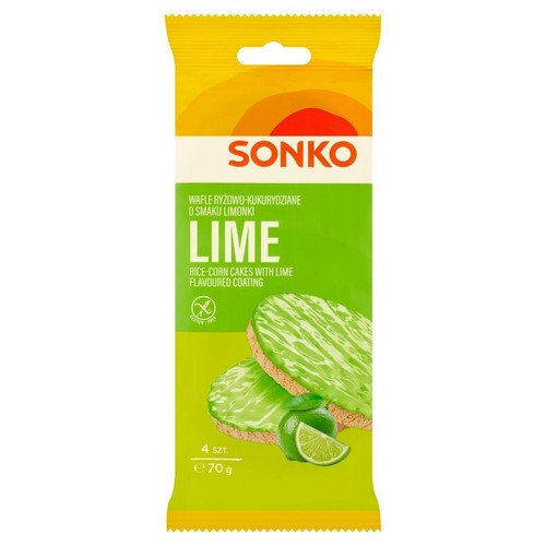 Wafle ryżowo-kukurydziane o smaku limonki  Sonko 70 g