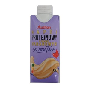 Napój proteinowy o smaku bananowym, bez laktozy   Auchan 330 ml