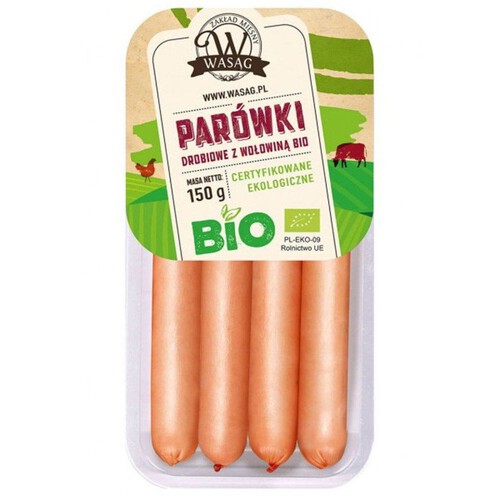 BIO Parówki drobiowe z wołowiną Wasąg 150 g